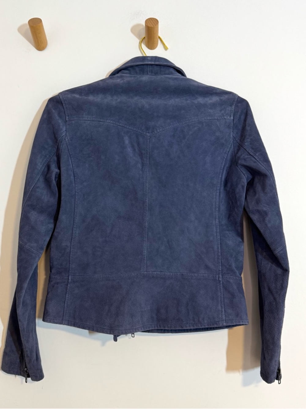Anthropologie Current Air Sinclaire Blue Suede Leather Moto Jacket Size Medium - Picture 8 of 10